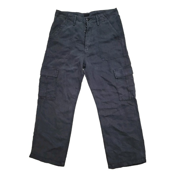 Mother The Private Cargo Sneak Pocket Barrel Leg Jeans Black Sz 32 - Picture 1 of 11